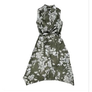 Lafayette 148 New York Green Asymmetrical Sundress with Notched Collar